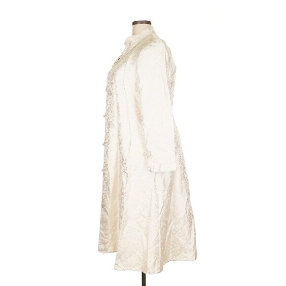J. Peterman Ivory Silk Floral Mandarin Style Brocade Blazer Duster Jacket Sz 18 - Picture 5 of 6